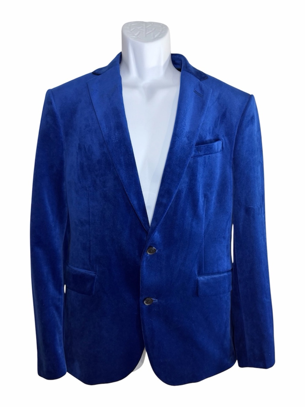 JF J.Ferrar Velvet Blazer Cobalt Blue 40R Slim Fit Party Prom